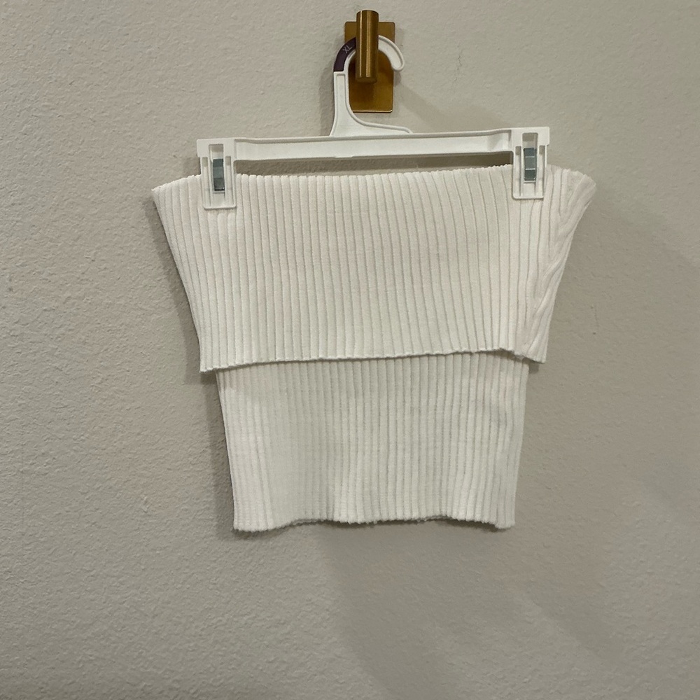 White Ribbed Tube Top